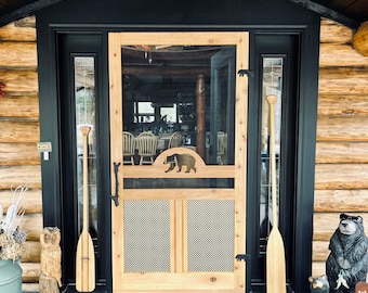 Custom Screen Door with Bear | Custom Screen Door with Cut Out | Wood Screen Door | Farmhouse Door | READ POST DESCRIPTION before ordering!!