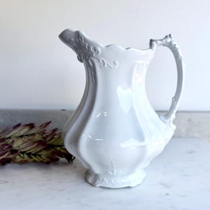 Large White Ironstone Pitcher Antique Johnson Brothers English Ironstone Pitcher Modern Farmhouse Heavy Stoneware Royal Ironstone China
