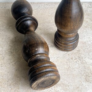 Wooden Salt and Pepper Grinders Turned Wood Spindle Salt and Pepper Shakers Set of Two image 4