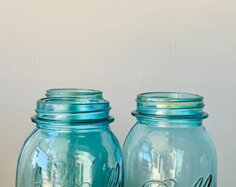 No 2 No 3 No 4 Blue Ball Jar | Quart Size Blue Mason Jar | Vintage Canning Jar | Antique Canning Jar | Rustic Wedding | Flower Vase | Atlas