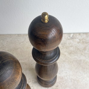 Wooden Salt and Pepper Grinders Turned Wood Spindle Salt and Pepper Shakers Set of Two image 3