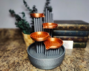 3D Printed Bamboo Four Waterfalls Fountain – Functional Water Feature with Pump Included