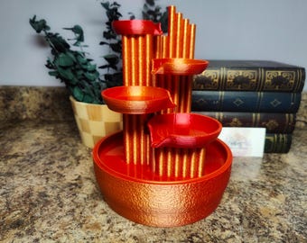 3D Printed Bamboo Four Waterfalls Fountain – Functional Water Feature with Pump Included