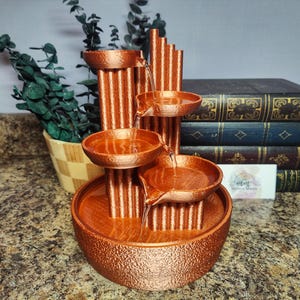 Fontaine à quatre cascades en bambou imprimée en 3D - Jeu d'eau fonctionnel avec pompe incluse