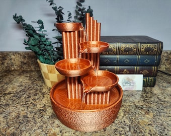 3D Printed Bamboo Four Waterfalls Fountain – Functional Water Feature with Pump Included
