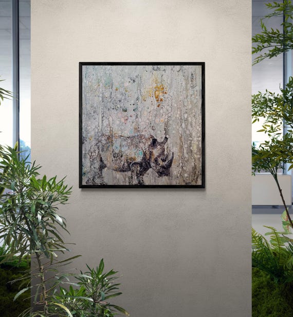 Great White Rhino Framed Art Print