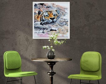 Framed Tiger Art Print – Wildlife Nature Wall Art, Ready-to-Hang Poster