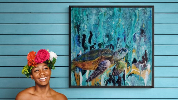 Marine Life Turtle Framed Art Print