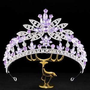 Lavender Amethyst Tiara Crown: Silver Crystal Bridal Headpiece