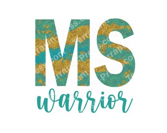 MS Warrior Digital Download, Multiple Sclerosis Image File for Sublimation, Stickers, Graphics | PNG SVG | Awareness ClipArt