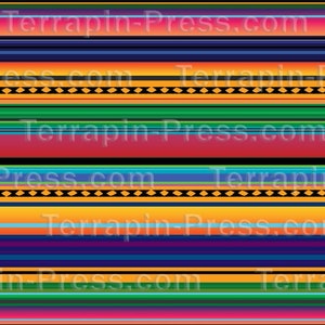 May include: A colorful striped pattern with alternating bands of red, orange, yellow, green, blue, and purple. The pattern is repeated throughout the image and includes the text "Terrapin-Press.com".
