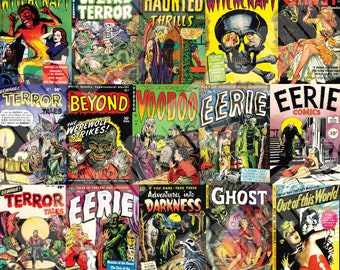Vintage Pulp Horror Comic Book Digital Download Tumbler Wrap 20oz