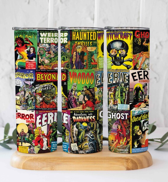 Vintage Pulp Horror Comic Book Digital Download Tumbler Wrap 20oz