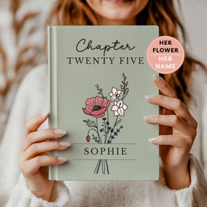 25th Birthday Gift for Her Personalized Milestone Birthday Journal Chapter Twenty Five Keepsake Notebook Custom Name Floral Writing Journal