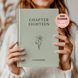 Personalized Floral Birthday Journal, 18th Birthday Gift for Her, Chapter Eighteen Name Notebook, Birth Flower Milestone Keepsake