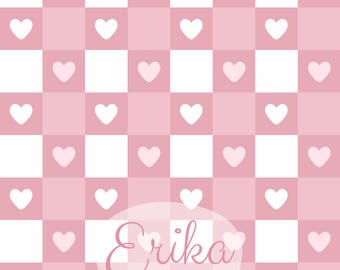 Pink Gingham Heart Pattern – Seamless Valentine's Day Checkered Print (Digital JPG)