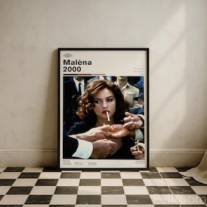 Malena Movie Poster | Monica Bellucci Cigarette | Mid Century Modern | Minimalist Wall Decor