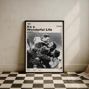 It&#39;s a Wonderful Life Movie Poster | James Stewart Film Poster | Mid Century Modern | Minimalist Wall Decor