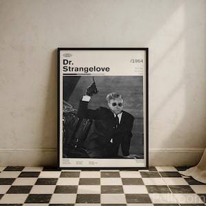Dr. Strangelove Vintage Movie Poster | Stanley Kubrick Peter Sellers | Retro Movie Wall Art | Minimalist Wall Decor