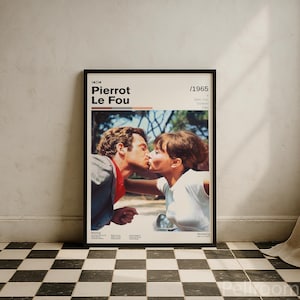 Pierrot Le Fou Movie Poster | Godard Belmondo | Mid Century Modern | Movie Posters