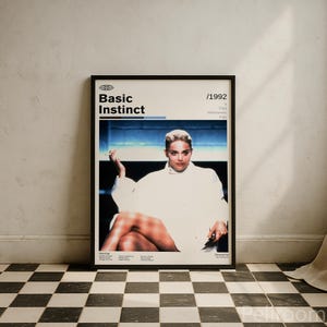 Basic Instinct Vintage Movie Poster | Michael Douglas Sharon Stone | Retro Movie Wall Art | Minimalist Wall Decor