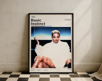 Basic Instinct Vintage Movie Poster | Michael Douglas Sharon Stone | Retro Movie Wall Art | Minimalist Wall Decor