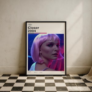 Closer 2004 Vintage Movie Poster | Natalie Portman Julia Roberts Jude Law | Mid Century Modern | Minimalist Wall Decor