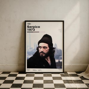 Serpico Movie Poster | Al Pacino Film Poster | Mid Century Modern | Minimalist Wall Decor