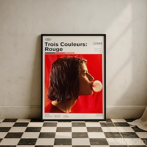Three Colours Red Vintage Movie Poster | French Movie Poster | Retro Movie Wall Art | Minimalist Wall Decor