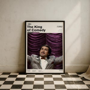 Plakat filmowy w stylu retro: Król komedii | Robert De Niro Martin Scorsese | Sztuka ścienna w stylu retro | Minimalistyczna dekoracja ścienna