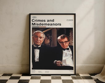 Brott och förseelser Vintage filmaffisch | Woody Allen | Retro filmväggkonst | Minimalistisk väggdekor