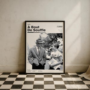 À Bout De Souffle (Breathless) Vintage Movie Poster | Jean-Luc Godard | Retro Movie Wall Art | Minimalist Wall Decor