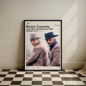Butch Cassidy and the Sundance Kid Movie Poster | Paul Newman Robert Redford | Mid Century Modern | Minimalist Wall Decor