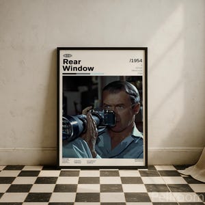 Rear Window Vintage Movie Poster | Alfred Hitchcock James Stewart | Retro Movie Wall Art | Minimalist Wall Decor