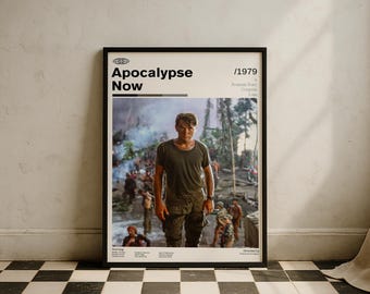 Póster vintage de la película Apocalipsis ahora / Marlon Brando / Arte mural de películas retro / Decoración de pared minimalista