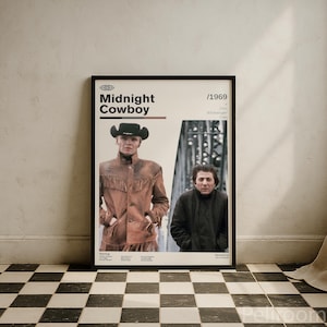 Midnight Cowboy Vintage Movie Poster | Dustin Hoffman | Retro Movie Wall Art | Minimalist Wall Decor