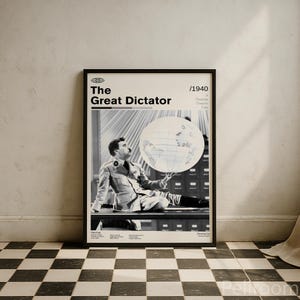 The Great Dictator Vintage Movie Poster | Charlie Chaplin Movie Poster | Retro Movie Wall Art | Minimalist Wall Decor