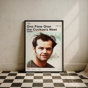Einer flog über das Kuckucksnest Vintage Poster | Jack Nicholson Filmplakat | Retro Movie Wandkunst | Minimalistische Wanddekoration