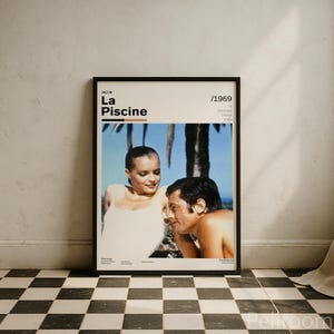 La Piscine Vintage Movie Poster | Alain Delon Poster | Retro Movie Wall Art | Minimalist Wall Decor