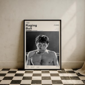 Raging Bull Vintage Movie Poster | Robert De Niro Martin Scorsese | Retro Movie Wall Art | Minimalist Wall Decor