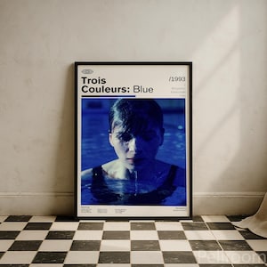 Three Colours Blue Vintage Movie Poster | French Movie Poster | Retro Movie Wall Art | Minimalist Wall Decor