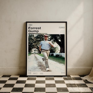 Vintage filmposter Forrest Gump | Tom Hanks | Retro filmkunst aan de muur | Minimalistische wanddecoratie