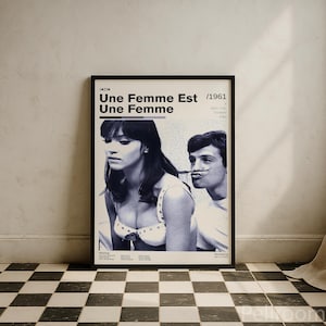 Une femme est une femme Movie Poster | Godard Belmondo | Mid Century Modern | Minimalist Wall Decor