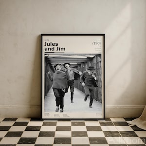 Jules and Jim Vintage Movie Poster | Mid Century Modern | Minimalist Wall Decor