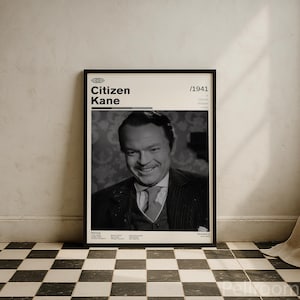 Citizen Kane Vintage Movie Poster | Orson Welles Movie Poster | Retro Movie Wall Art | Minimalist Wall Decor
