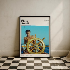 Plein Soleil Vintage Movie Poster | Alain Delon | Retro Movie Wall Art | Minimalist Wall Decor | Vintage Film
