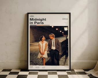 Filmaffisch för Midnight in Paris | Woody Allen | Retro filmväggkonst | Minimalistisk väggdekor