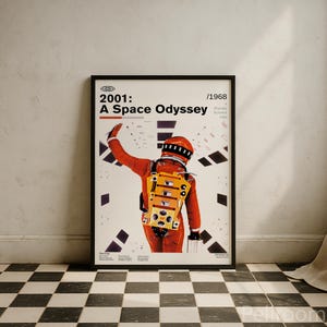 2001: A Space Odyssey Vintage Movie Poster, Vintage Movie Prints, Stanley Kubrick, Minimalist Mid Century Wall Art Print