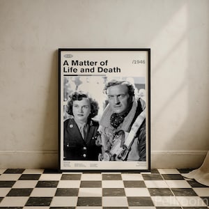 Auf Leben und Tod (Treppe in den Himmel) Vintage Poster | Klassischer Englischer Film | Retro Movie Wandkunst | Minimalistische Wanddekoration