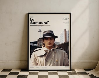Le Samourai Vintage Filmplakat | Alain Delon | Retro Movie Wandkunst | Minimalistische Wanddekoration